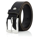 LINDENMANN Leder-Gürtel Herren 40 mm breit, Gürtel Herren Vollrindleder schwarz, Größe/Size:Bundweite 110 cm Gesamtlänge 125 cm W 43.3 XL, Farbe/Color:schwarz