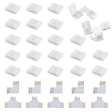 LED Strip Verbinder Set 4-polig, Komplettpaket mit T-Form und L-Form Eckverbindern für RGB LED Streifen, für 10mm Weite 3535 RGB LED Strips, Lötfreie Installation für Heim-DIY Beleuchtungsprojekte