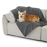 BEDSURE Waschbar Hundedecke Grosse Hunde - 120x100 cm Hundedecke Sofa aus Coral Fleece, Hundedecke Flauschig und Weich, Katzendecke für Katzen, Haustier Decke für Unterwegs, Bed, Sofa, Dunkelgrau