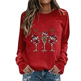 Generisch Pullover für Weihnachten Damen Autumn Winter Sweatshirt mit Weihnachtsmotiv Tunika Bequem Sweater Basic Oberteile Lässiges Sweat Weinachts Pullover Damen Weihnachts Sweater Damen