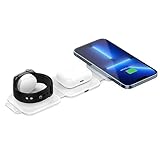3-in-1 Faltbares Reise-Mag-Safe Ladegerät, OneCut Wireless Ladestation für iPhone 16/15/14/13/12 Serie, Apple-Watch-Ladegerät für iWatch 10/9/Ultra 2/Ultra/8/7/6/SE/5/4/AirPods 4/3/2/Pro (Weiß)