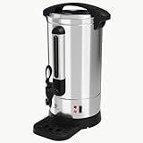 SUPERLEX Glühweinkocher 10L Edelstahl Heißgetränkespender mit Temperaturregelung Schnellaufheizung für Veranstaltungen Büro Wasserkocher elektrische Silber