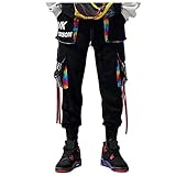 Beokeuioe Herren Techwear Hosen Baggy Streetwear Punk Hose Hip Hop Jogger Cargo Pants Herren Hip Hop Cargohose Trainingshose Streethose Jogginghose Winterhose Sporthose