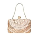 FVCTGHZ Hochzeit Clutch Geldbörse Luxus Frauen Diamant Perle Handtasche Party Schultertasche Abend Hochzeit(Pink 1PC)