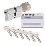 ToniTec Zylinderschloss TEC440 by ABUS Schließzylinder gleichschließend als Knaufzylinder Größe 35/50K mit Codecard