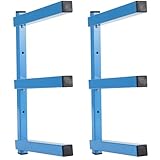 Sinoer Garage Holz Lagerregal, Blaue Spritzbeschichtung, Schwerlaststahl，Wandregal mit 3 Schichten Wandmontage für Innen & Außen -2er Pack