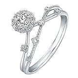 Edelstahl Ringe Damen Gold Diamantring Mosambikanisches Sterlingsilber, weibliches Design, Vorschlag, Hochzeit, Feenring, stilvoller Stil, Mikro-Zirkonia, geometrische Öffnung, (d-Silver, One Size)