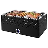 kisidus Holzkohlegrill Tischgrill mit Lüfter, Camping Grill mit eingebauten Gebläse, Rauchfreier Kohlegrill 45,5 x 28 cm Grillrost, Tragbarer Grill für Outdoor und Indoor, Schwarz