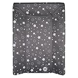babyCalin Luxury Star Wickelauflage Dunkelgrau 50 x 70 cm - Mit aufgedruckter Maßtabelle
