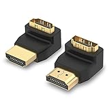 VCE 2 Stück HDMI Winkel Adapter HDMI Winkelstecker 90 Grad und 270 Grad 3D&4K Stecker auf Buchse Adapter Abgewinkelt Verbinder Vergoldete Kontakte