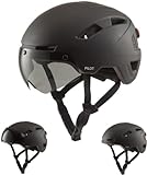GOOFF Pilot S-Pedelec Helm in Schwarz - Schutz für schnelle E-Bike Fahrten – Fahrradhelm mit Visier und Licht – NTA 8776-zertifizierter Zweirathelm für Damen und Herren (Schwarz, L)