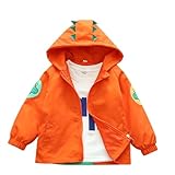 XINYUNZU Jungen Windbreaker Softshelljacke Outdoor Jackets Windjacke Dino Hoodie Jacke Übergangsjacke Kapuzenjacke Boys Herbstjacke Kinder Sweatjacke 3-12 Jahre Alt Sale Orange 11 Jahre