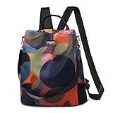 Fmeida Rucksack Damen Anti Diebstahl Handtaschen Wasserdichte Nylon Schulrucksack 2 in 1 Schultertasche Shopper Casual Daypack Reiserucksack für Frauen Mädchen (Bunt)