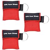 IKOPFLN 3-teiliges beatmungsmaske erste hilfe mit Schlüsselring und Einwegventil-Atembarriere (rot)