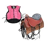 Tiiiopkvvv Reitsport-Schutzweste, Reiten, Trainingsweste, Körpersicherheit, gepolstert, Schutzausrüstung, Unisex, Erwachsene, Jungen, Mädchen, Kinder, Ponysattel (Schwarz, M + A) (CS+A)