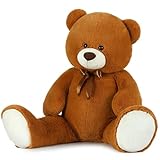 MorisMos 120cm riesen Teddy teddybären, groß teddybär XXL, Weihnachten Geburtstag Geschenk für Kinder Darkbrown White