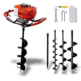 Erdbohrer Erdbohrer mit Verbrennungsmotor Demon | 62 cc | 5,2 PS | 2-Takt-Motor | Bohrer Ø100 mm 150 mm 200 mm + Verlängerung | Benzin-Mischung: Öl | für den Garten