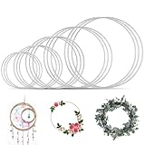 Forbabe 15 Stück Metallring Set Drahtringe Deko Ringe 10/15/20/25/30cm Metallringe zum Basteln Aufhängen Traumfänger für DIY Hochzeits-Tisch-Dekorationen Handwerke (Silber)