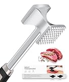 HOOMIL Fleischklopfer, Doppelseitig Antihaft Schnitzelklopfer, Fleischhammer mit Rutschfestem Griff für Schnitzel, Steaks - Silber