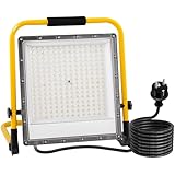 OUSIDE 200W LED Baustrahler mit Stativ, 4 m Gummileitung mit Schuko-Stecker, IP66 Wasserdicht Arbeitsscheinwerfer, 6500K, 20000 LM, für Baustellen, Trockenbauarbeiten, Hausrenovierungen