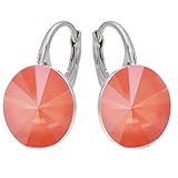 Rivoli Ohrringe Österreichische Zirkonia 925 Silber - Schmuck für Frauen und Mädchen - Hängeohrringe Ideal für Geschenke für Frauen (Coral)