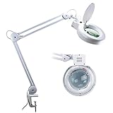 Desk Clamp Mount Magnifier Lamp Light Magnifying Glass Lens Diopter (No Stand, White Florescent High / 8D (Close Work Only))