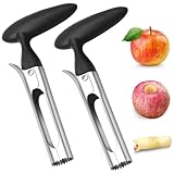 Diompirux 2 Stücke Premium Apfelentkerner Set, Edelstahlklinge in Lebensmittelqualität und langlebigem und ABS-Griff, einfaches Entfernen des Kerns, für birnen, Paprika, Fuji, für Home, Küche, Schwarz