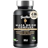 Schwarze Maca + Ginseng 36.000 mg – 120 vegane Kapseln (4 Monate) – Komplex angereichert mit Panax Ginseng, L-Arginin, Citrullin, Zink, Vitaminen B6 & B12, Schwarzer Pfeffer -Wurzelextrakt (20:1)