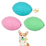 3 Stück Quietschende Hundebälle,Hund kauen Rugby,Gummi Hundebälle,Quietschender Rugbyball für Hunde,Interaktives Haustierspielzeug für Klein Mittel Rassen (Rosa+Blau+Grün)