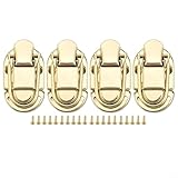 Zilimontt 4 Stück Vintage-Metall-Kastenschloss, Schnappverschluss, Knebelschnallen-Set, 55 x 35 mm, Eisen-Schrankschnalle, Hardware mit Schrauben für Schmuckschatulle, Koffer, Gepäck, Möbel (gelb)