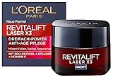 L'Oréal Paris Nachtpflege, Straffende und aufpolsternde Anti-Aging Gesichtspflege mit 3-fach Wirkung und LSF 25, Mit Hyaluronsäure, Vitamin C und Pro-Retinol, Revitalift Laser X3, 50 ml