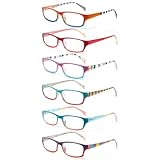 COJWIS 6 pack Lesebrille Blaulichtfilter Brille für Damen Federscharnier Lesehilfe Blendfreie UV Brille Leserbrille (Mehrfarbig, 3.50, x)