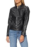 JDY Damen JDYemily Faux Leather Jacket Otw Noos Kunstlederjacke, Black, 44