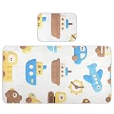 Kühlende Babymatratze mit niedlichem Cartoon-Motiv und bunten Schiffen und Autos, 71,1 x 132,1 cm, ultraweiche Bettauflagen für Kinder für Babys und Kleinkinder