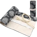 LYSPBAO Bleistiftrolle aus Stoff, 36 Fächer, Waschbar (Grau) – Künstermappe für Stifte, Buntstifte & Zeichenutensilien, Praktisch & Leicht, für Schule & Atelier