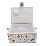 Nähkorb, 2 -Layer Safer Nähkorb Organizer Zum Reparieren (Weißes Bodennadelmuster)