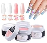 4X15 ML Aufbaugel für Gelnägel,LED/UV BuilderGel Für Nägel,Solid Nail Glue Gel for Nagelverlängerung und -Styling Maniküre-Design für zu Hause Salon