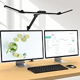 24W Superhelle Dimmbare LED Schreibtischlampe, 1500 Lumen LED Tischlampe für Haushalt und Büro mit Ambiente-Licht, Tageslichtlampe, Klemmlampe mit Drehbarer Lichtstange, Bürolampe [Energieklasse G]