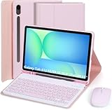 EHLCYS Keyboard Case for Samsung Galaxy Tab S10 FE/Galaxy S9 FE 10.9 inch/Tab S9/S8/S7 11 inch, Detachable Wireless Bluetooth Keyboard, Ultra-Thin Multi-Angle Folio Case with Mouse,Rosa