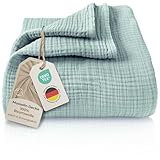 LAYNENBURG Premium Musselin Tagesdecke 150x200 cm - 100% Baumwolle - extraweiche, leichte Sommerdecke als Kuscheldecke, Bett-Überwurf, Baumwolldecke, Couch-Überwurf - warme Sofa-Decke (Mintgrün)