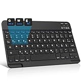 JADEMALL Wireless Tablet Keyboard QWERTZ German Bluetooth Magnetic Ultralight Keyboard with iOS Special Keys for iPad, Galaxy Tab, Xiaomi Pad, Fire HD 10