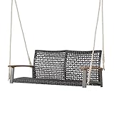GIANTEX Schaukelbank Outdoor 2 Sitzer, Hängebank PE-Rattan, Gartenschaukel Veranda-Schaukel zum Aufhängen, bis 360 kg belastbar, Hollywoodschaukel Schaukel für Balkon Veranda Terrasse