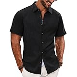 PJ PAUL JONES Hemd Herren Kurzarm Sommer Hemd Regular Fit Business Hemd (Schwarz, XL)