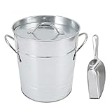 Großer Eiswürfelbehälter, Edelstahl Eisbehälter Sektkühler Eiswürfelbehälter Eiskühler Eiswürfelkühler Ice Bucket Eiskübel mit Deckel und Eisschaufel Doppelwandiger Eiskübel (-3118220337511)