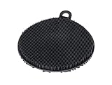 WENKO Silikon Spül-Schwamm Soft Schwarz, 2er Set kratzfreie Geschirr-Schwämme mit feiner Noppenstruktur, Aufhängeöse & Saugnapf, spülmaschinengeeignet, 55030100, 12 x 1 x 12 cm
