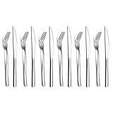 HOMQUEN Steak Besteckset 12-Teilig, Premium Edelstahl 6 Tafelgabeln und 6 Tafelmesser-Set, Steakmesser Steakgabeln für 6 Personen, Hochglanzpoliert, Spülmaschinenfest (Silber Glanzend)