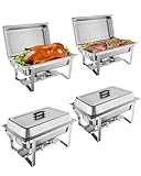 GAOMON Chafing Dish Buffet-Set, 4 Stück, 8 QT Speisenheber und Wärmer Edelstahl Chafer mit Wasserpfanne für Hochzeiten, Partys, Bankette und Catering