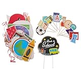 JOINPAYA Schulanfang Banner 4 Stück Leuchtende Klassenzimmerdekoration mit Girlande und Cupcake Topper Leichte Wiederverwendbare Deko für Schulstart und Schulfeier