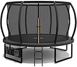 Devoko Trampolin Outdoor Ø 228/305/366/427 cm, GS-Zertifikat, Kindertrampolin Gartentrampolin mit Sicherheitsnetz, Rundes Riesentrampolin mit Leiter und Schuhbeutel