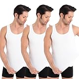 UNDEREA 3er Pack Herren Tank Top Classic Unterhemd - gekämmte Feinripp 100% Baumwolle, L, 3 x Weiss